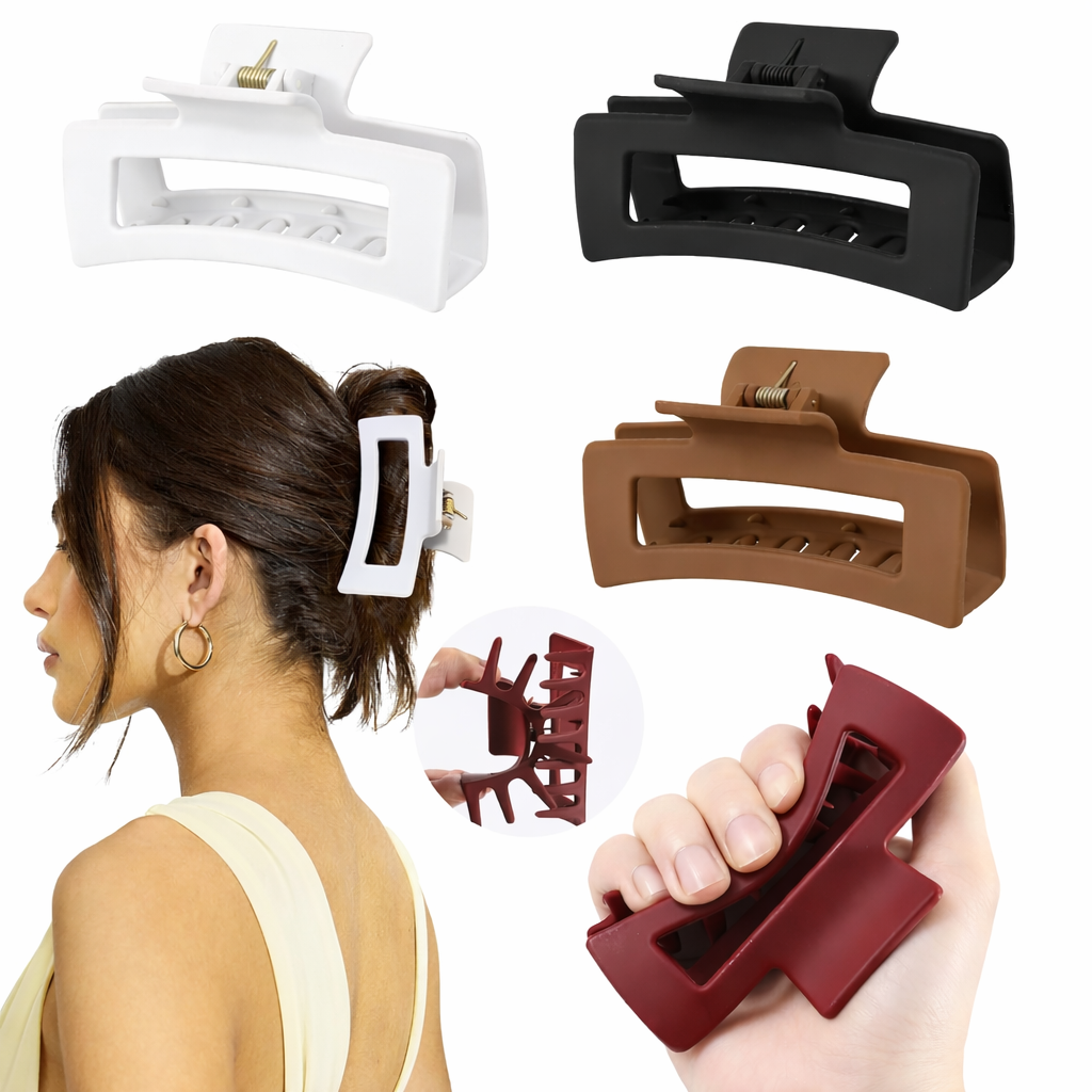 Soft Silicone Hair Claw Clip Set – Flexible Non-Breaking Hair Clips (4 Pack)