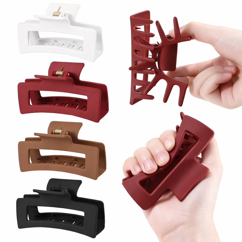 Soft Silicone Hair Claw Clip Set – Flexible Non-Breaking Hair Clips (4 Pack)