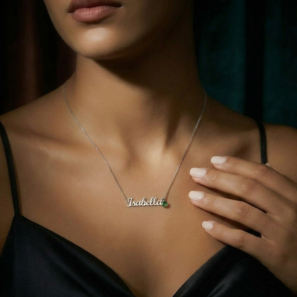 Custom Name Necklace with Birthstone (No Message Card)