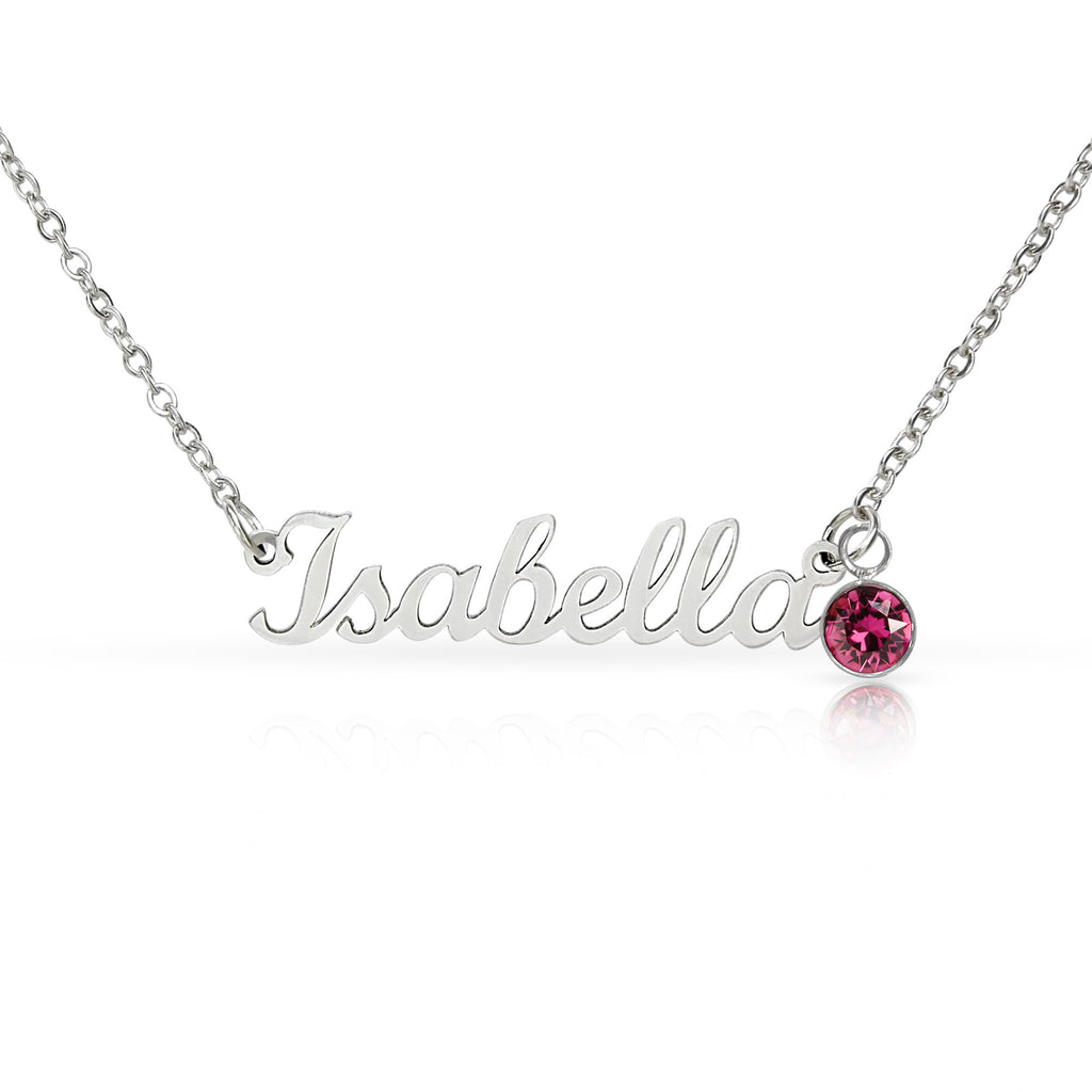 Custom Name Necklace with Birthstone (No Message Card)