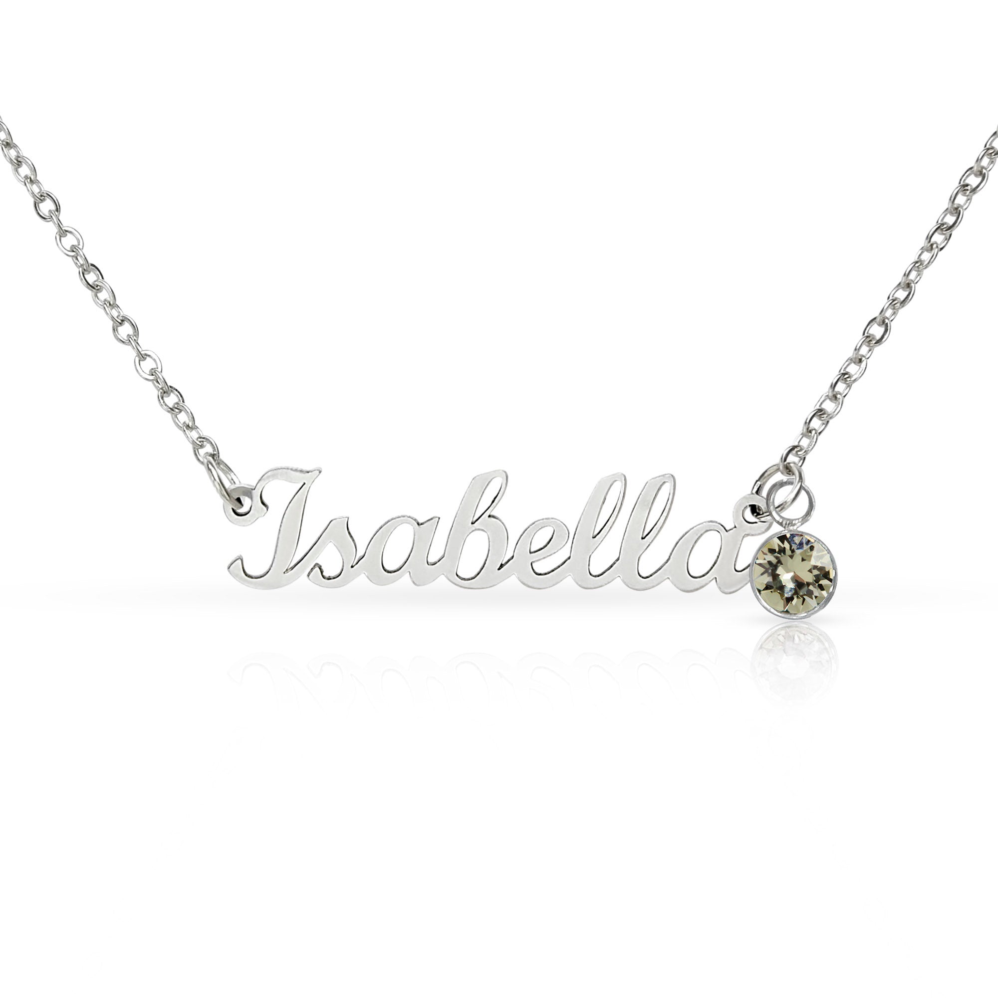 Custom Name Necklace with Birthstone (No Message Card)