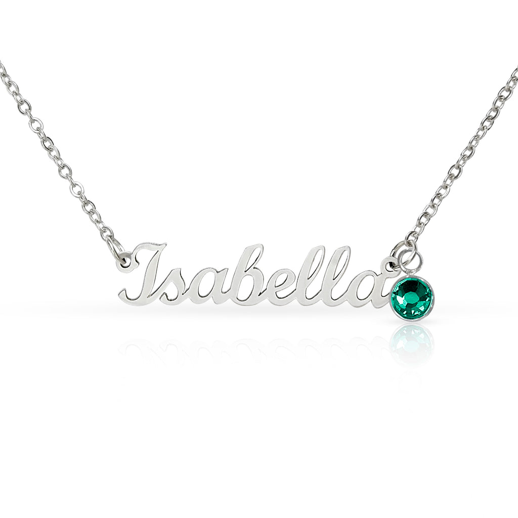 Custom Name Necklace with Birthstone (No Message Card)