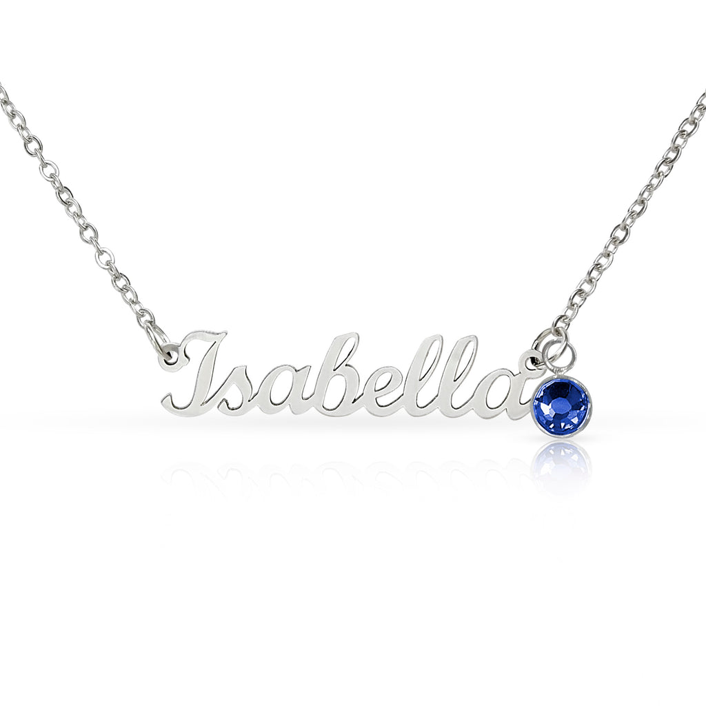 Custom Name Necklace with Birthstone (No Message Card)