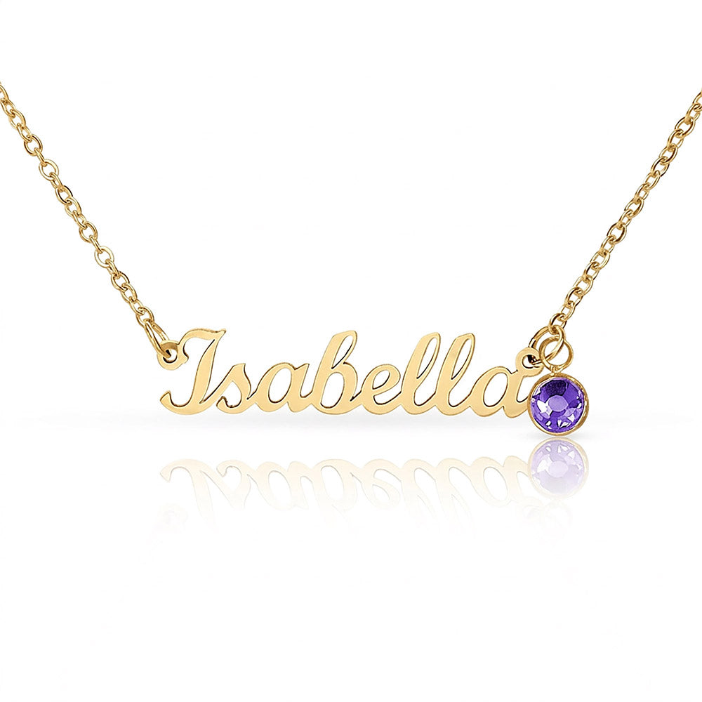 Custom Name Necklace with Birthstone (No Message Card)