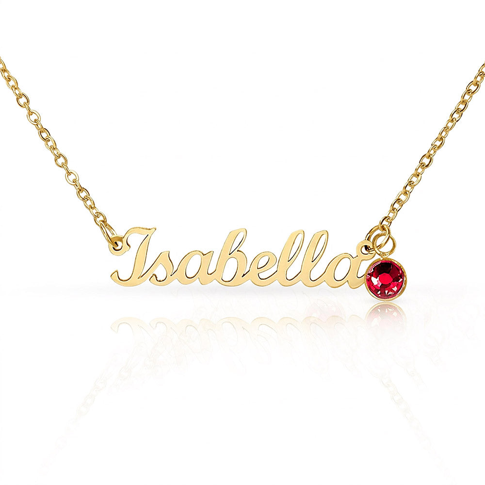 Custom Name Necklace with Birthstone (No Message Card)