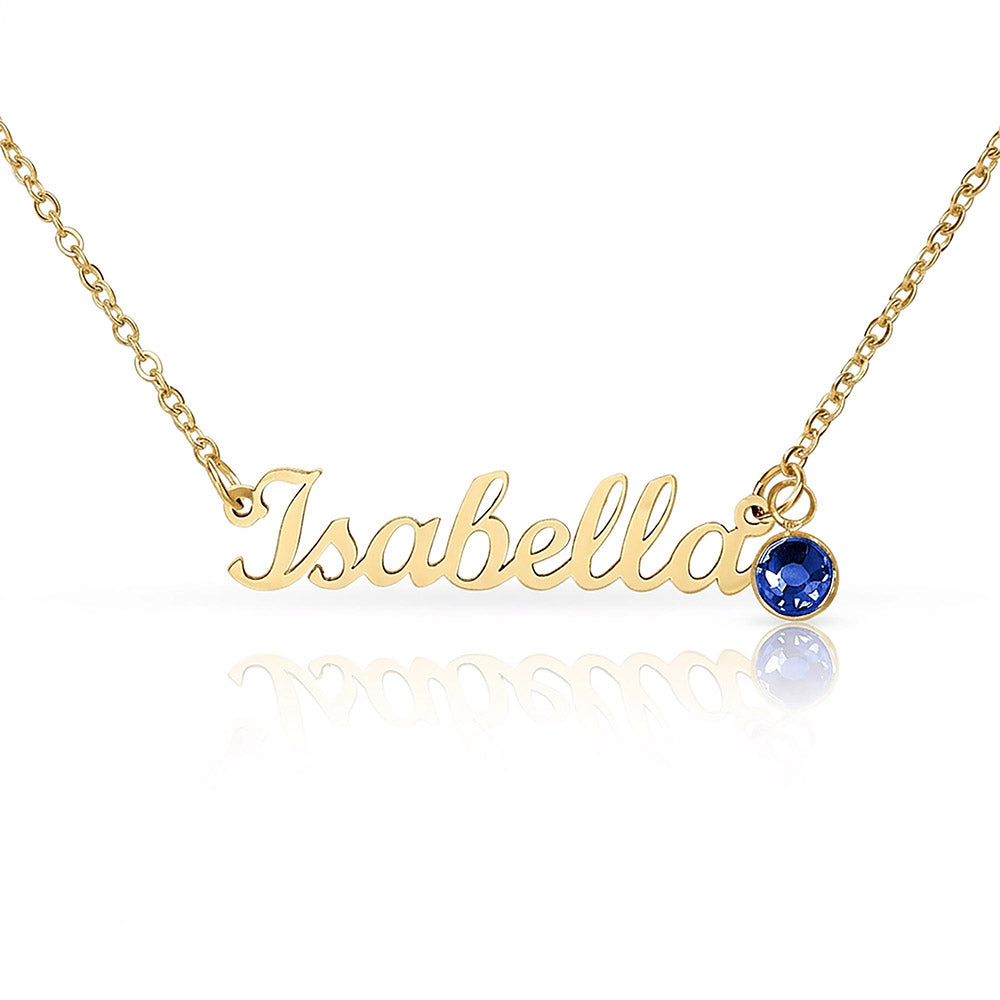 Custom Name Necklace with Birthstone (No Message Card)