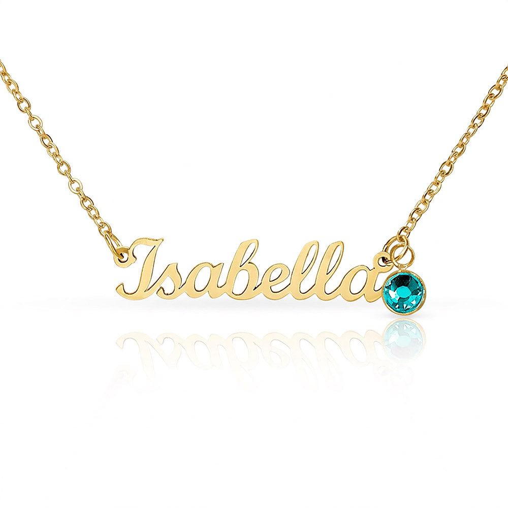 Custom Name Necklace with Birthstone (No Message Card)