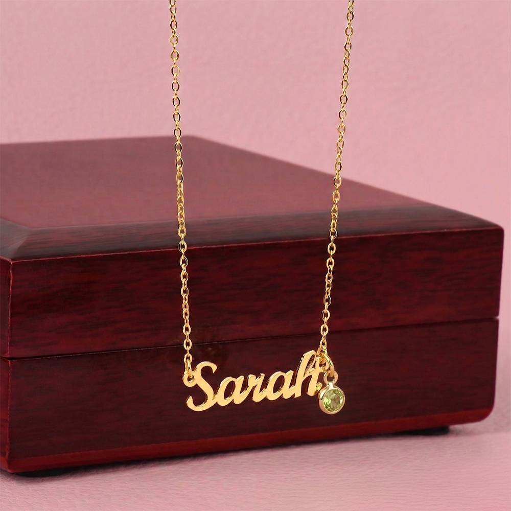 Custom Name Necklace with Birthstone (No Message Card)