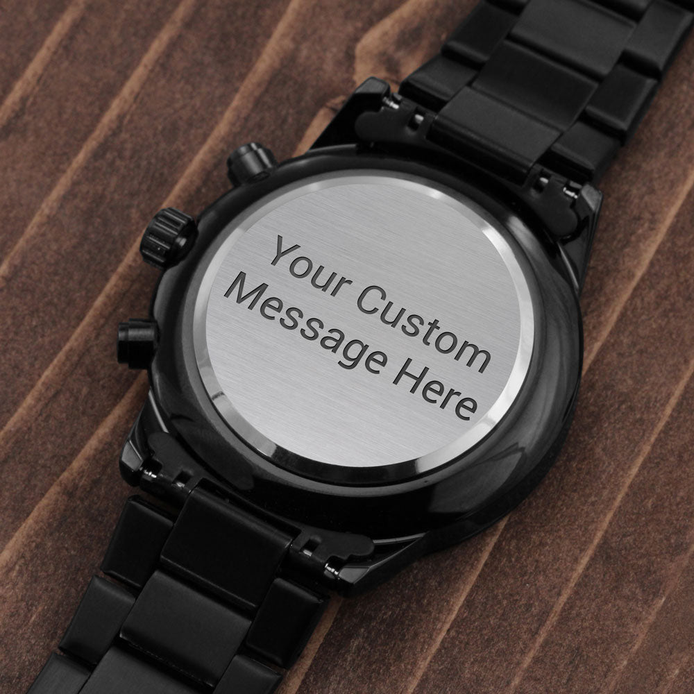 Personalized Engraved Black Chronograph Watch — No Message Card