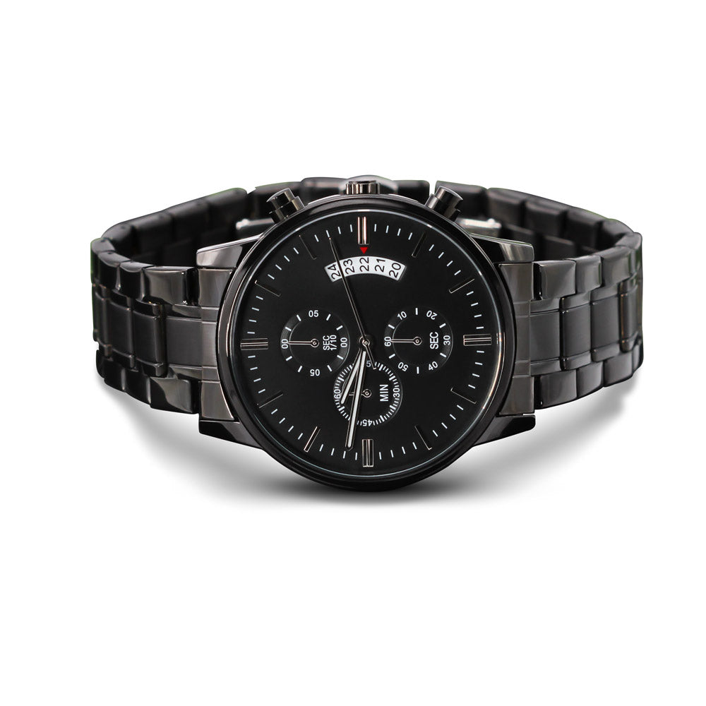 Personalized Engraved Black Chronograph Watch — No Message Card