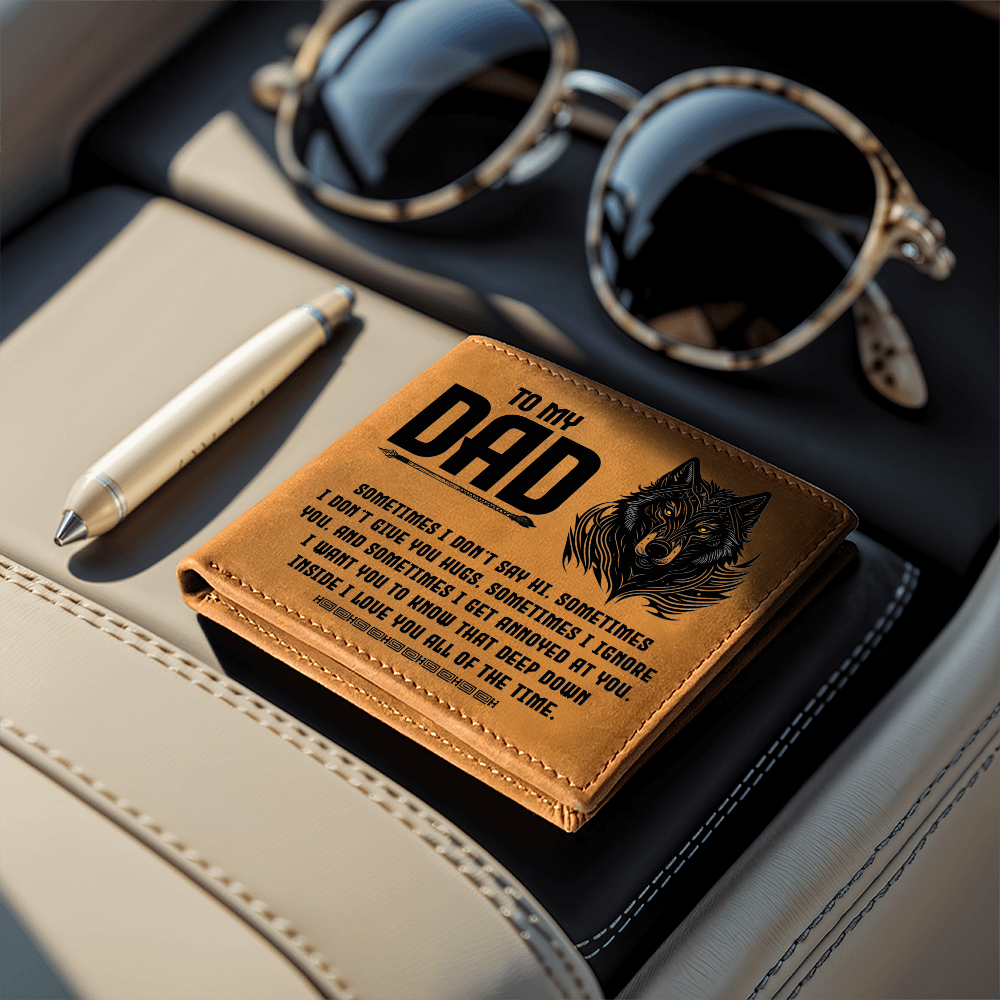 To My Dad - Deep Down I Love You Always | Wolf Leather Bifold Wallet