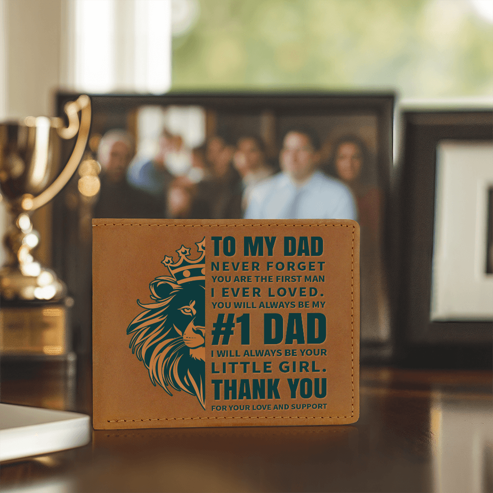 To My Dad - You Are My #1 Dad | Engraved Leather Wallet Gift from Daughter