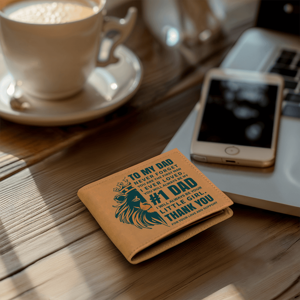 To My Dad - You Are My #1 Dad | Engraved Leather Wallet Gift from Daughter