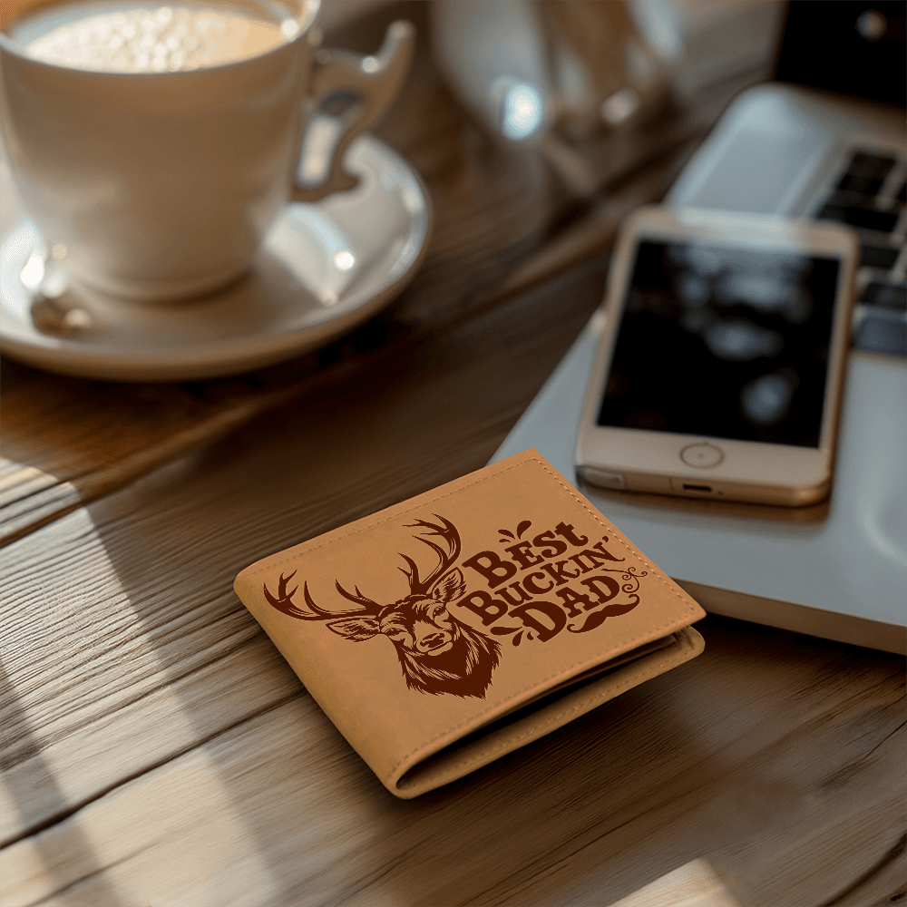 Best Buckin Dad Ever - Deer Stamped Leather Bifold Wallet