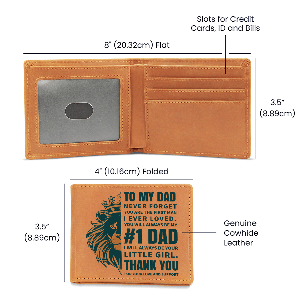 To My Dad - You Are My #1 Dad | Engraved Leather Wallet Gift from Daughter