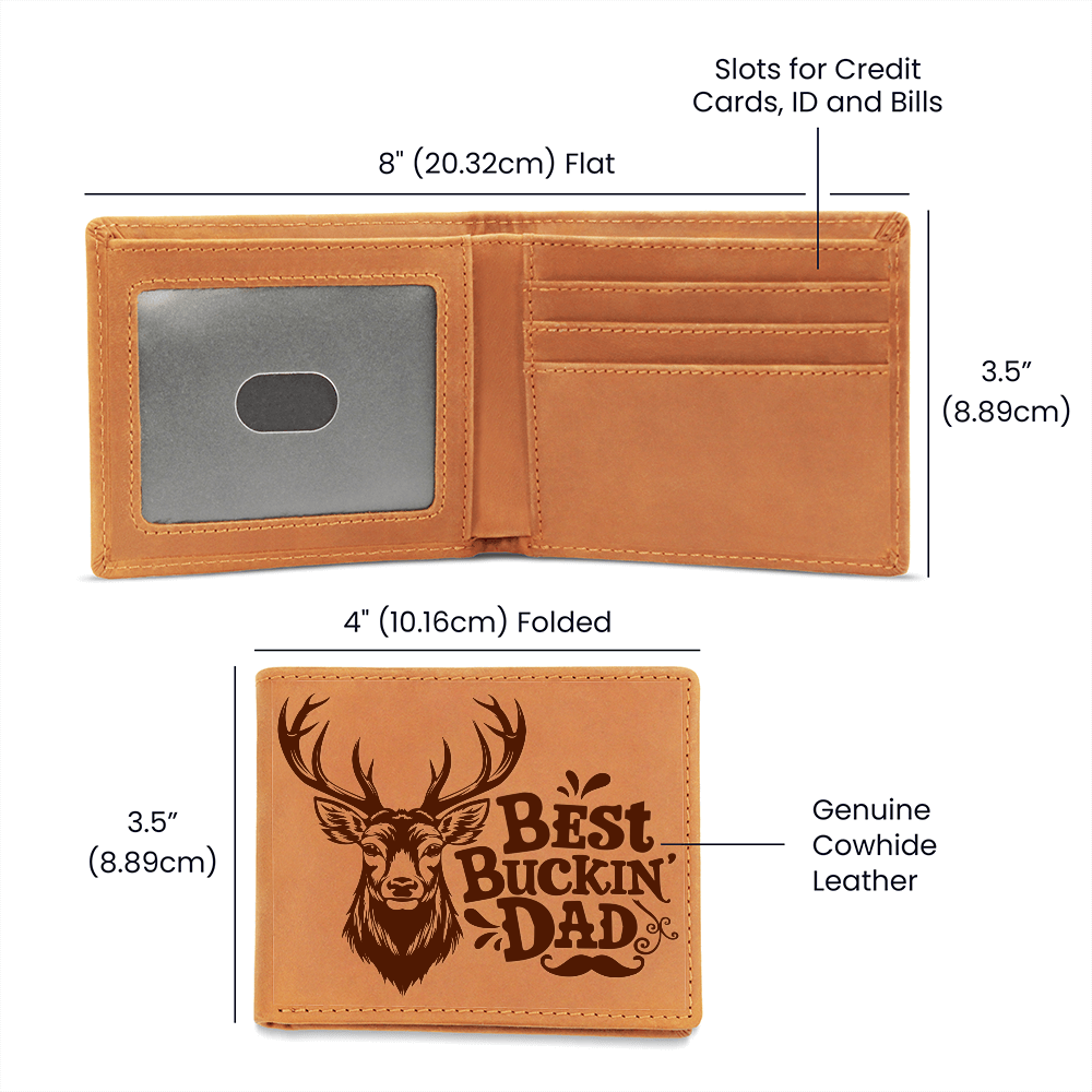 Best Buckin Dad Ever - Deer Stamped Leather Bifold Wallet