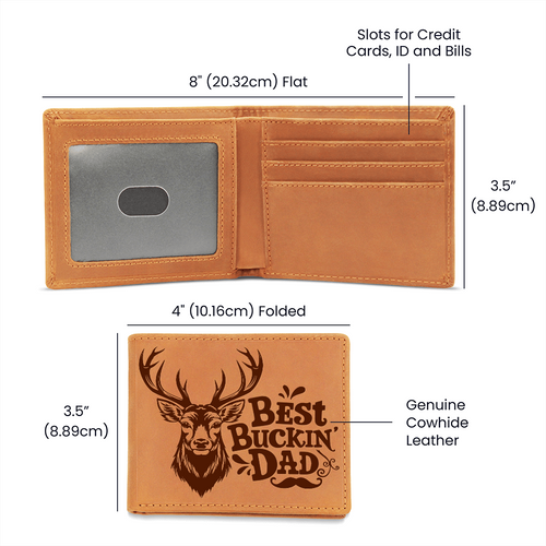 Best Buckin Dad Ever - Deer Stamped Leather Bifold Wallet