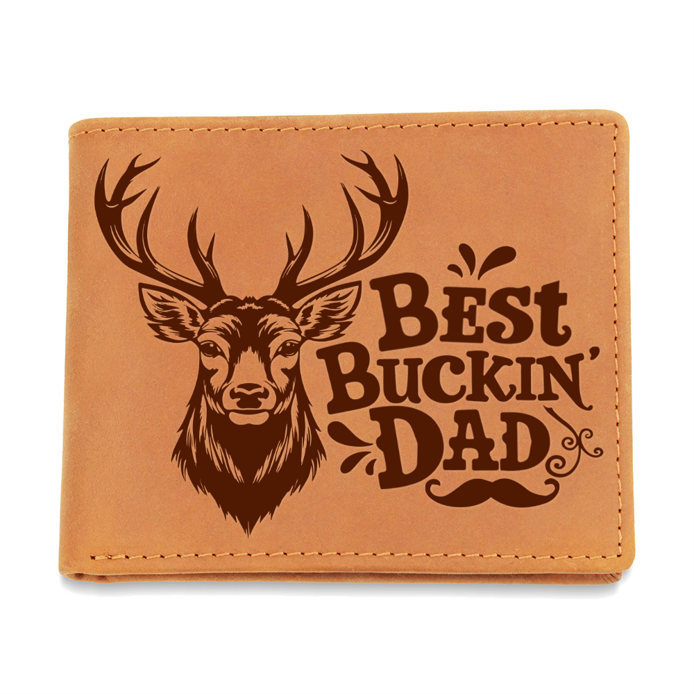 Best Buckin Dad Ever - Deer Stamped Leather Bifold Wallet