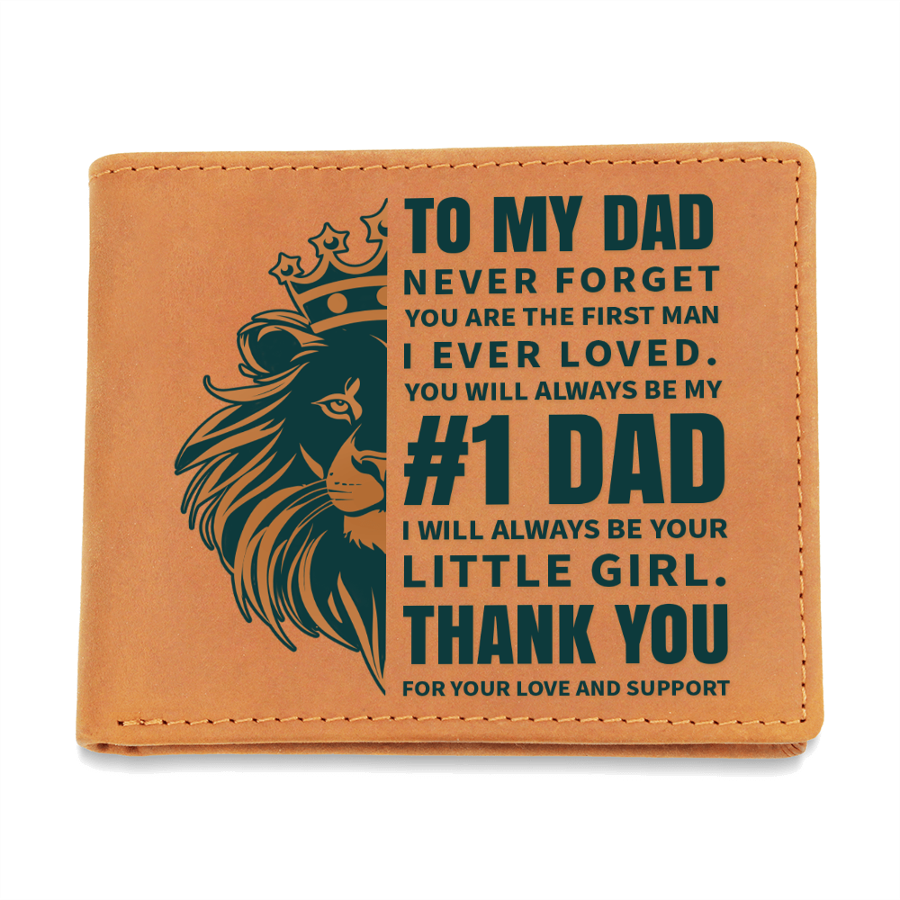 To My Dad - You Are My #1 Dad | Engraved Leather Wallet Gift from Daughter