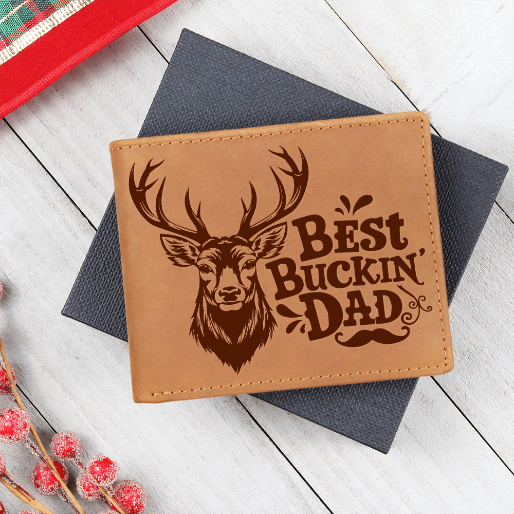 Best Buckin Dad Ever - Deer Stamped Leather Bifold Wallet