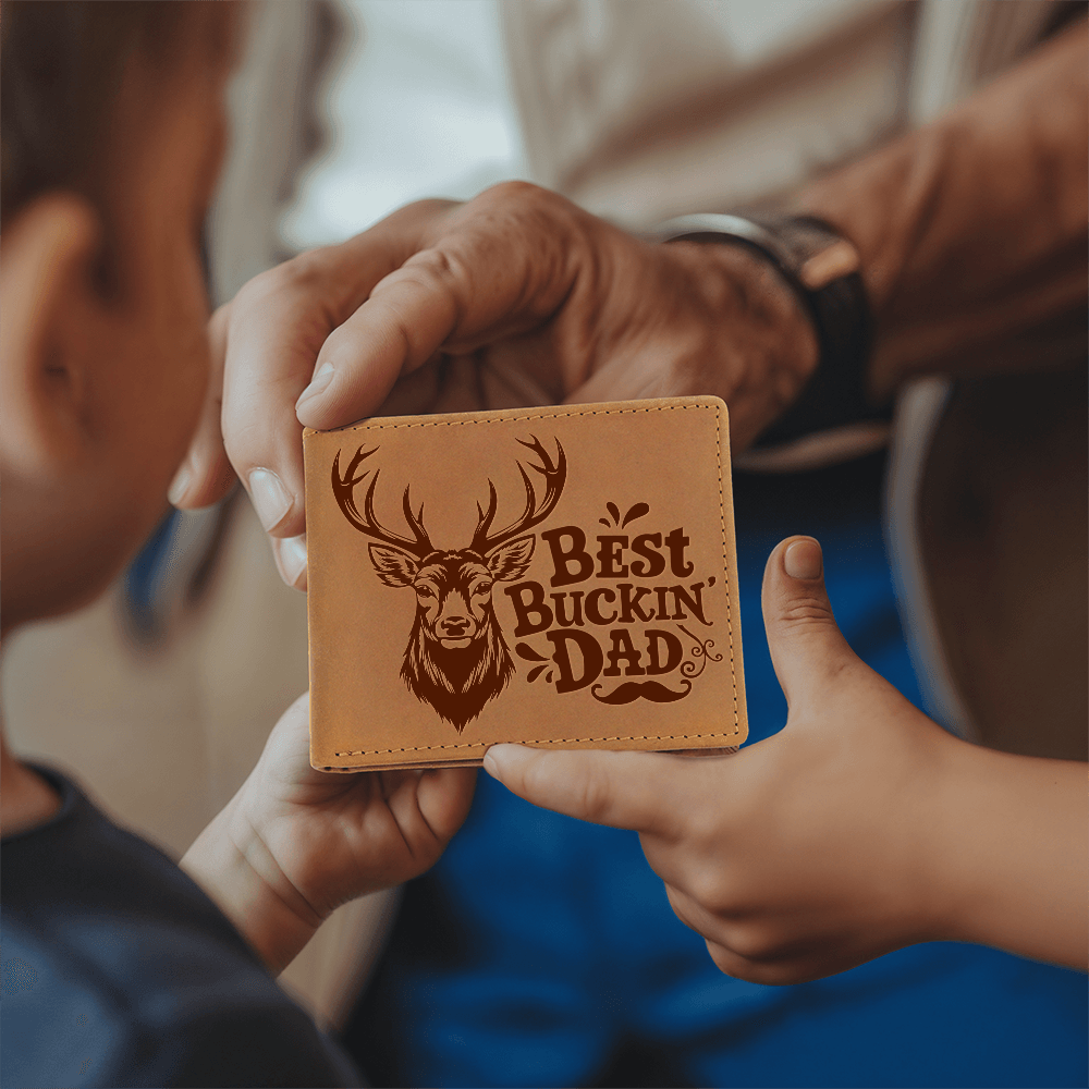 Best Buckin Dad Ever - Deer Stamped Leather Bifold Wallet
