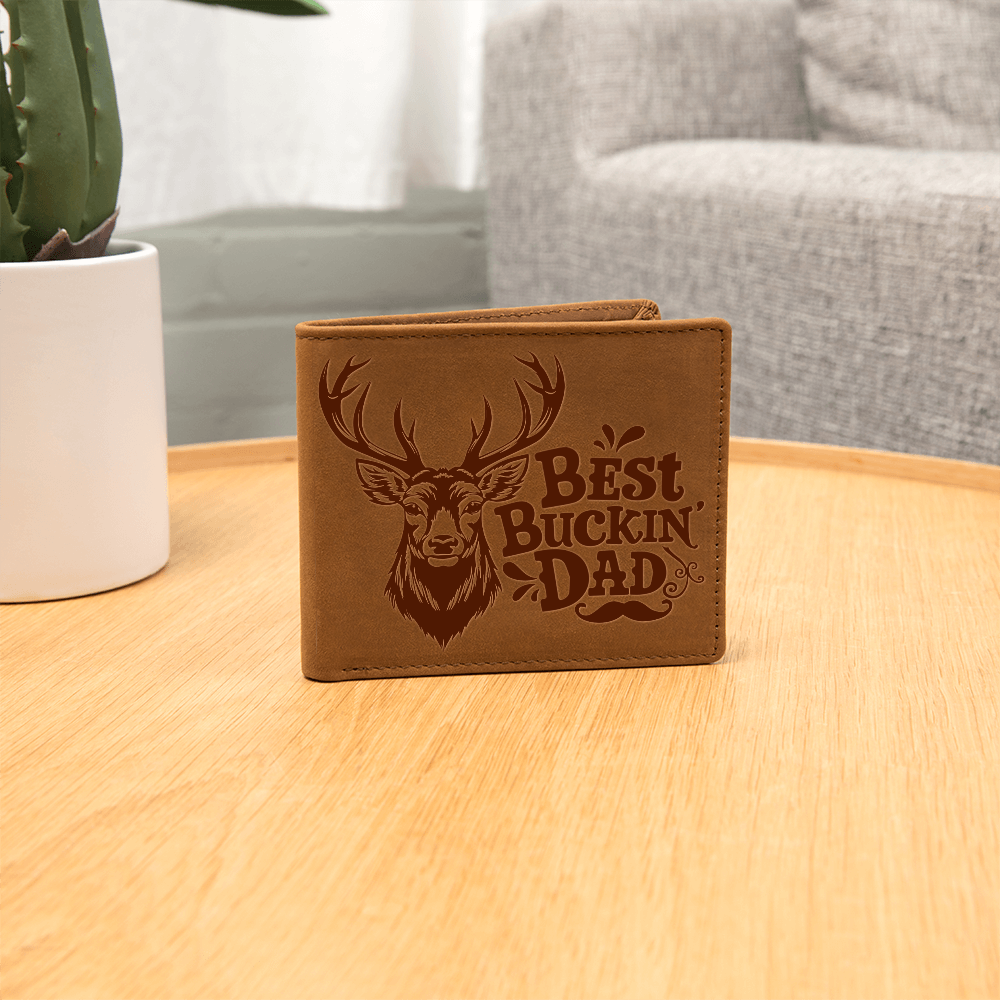 Best Buckin Dad Ever - Deer Stamped Leather Bifold Wallet
