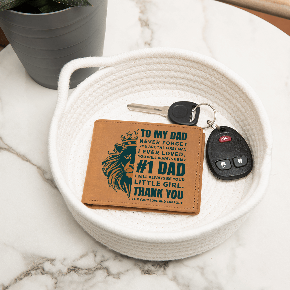 To My Dad - You Are My #1 Dad | Engraved Leather Wallet Gift from Daughter