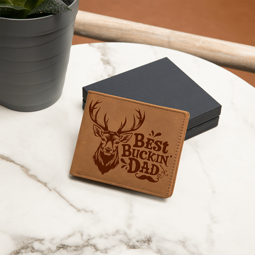 Best Buckin Dad Ever - Deer Stamped Leather Bifold Wallet