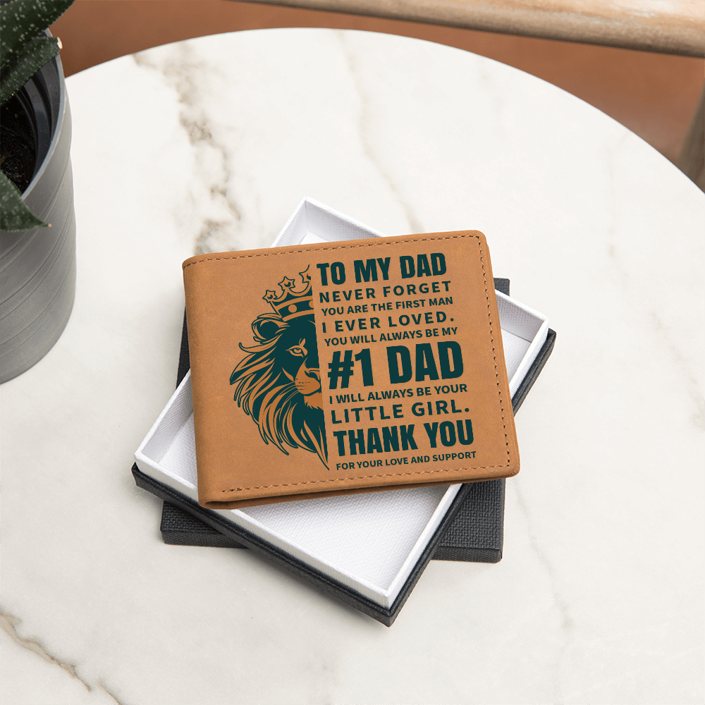 To My Dad - You Are My #1 Dad | Engraved Leather Wallet Gift from Daughter