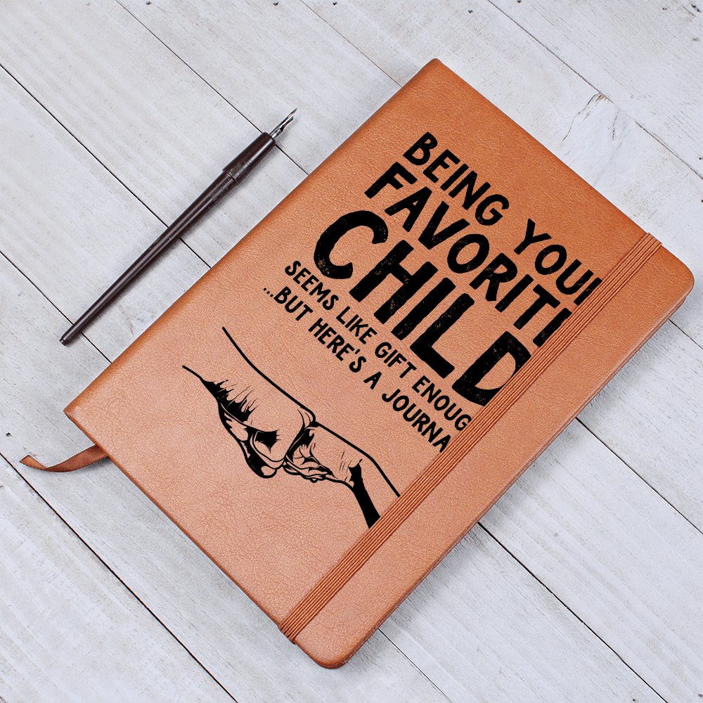Favorite Child Leather Journal - Funny Gift for Dad