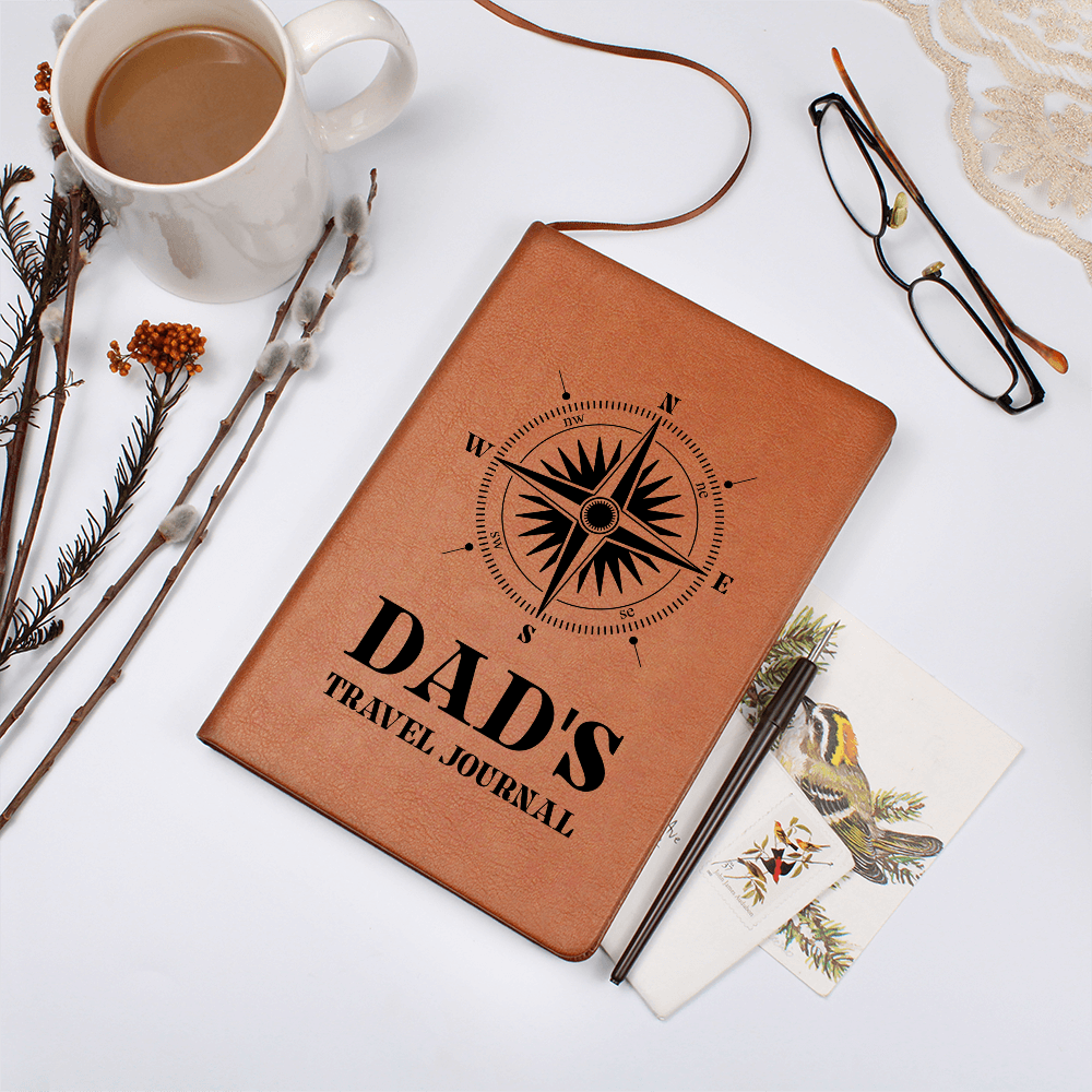 Dad's Travel Journal - Engraved Leather Notebook for Adventurous Dads