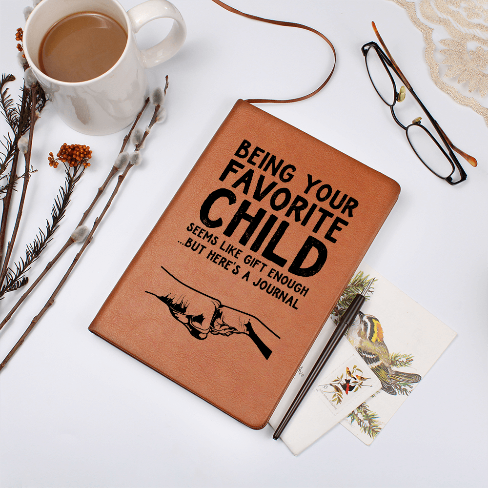 Favorite Child Leather Journal - Funny Gift for Dad