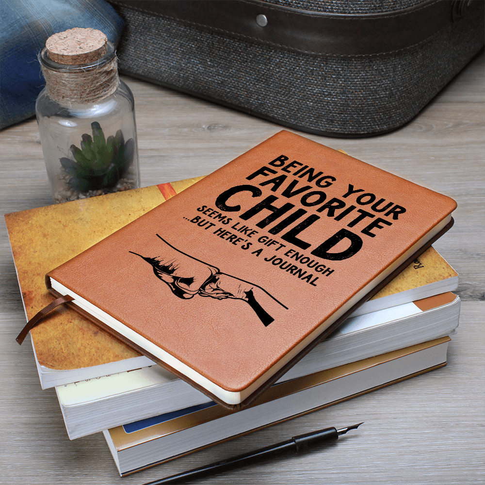 Favorite Child Leather Journal - Funny Gift for Dad