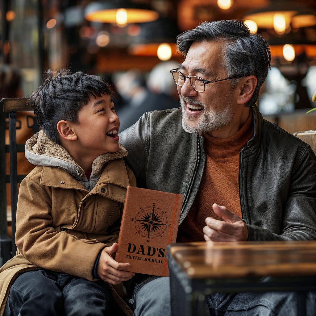 Dad's Travel Journal - Engraved Leather Notebook for Adventurous Dads