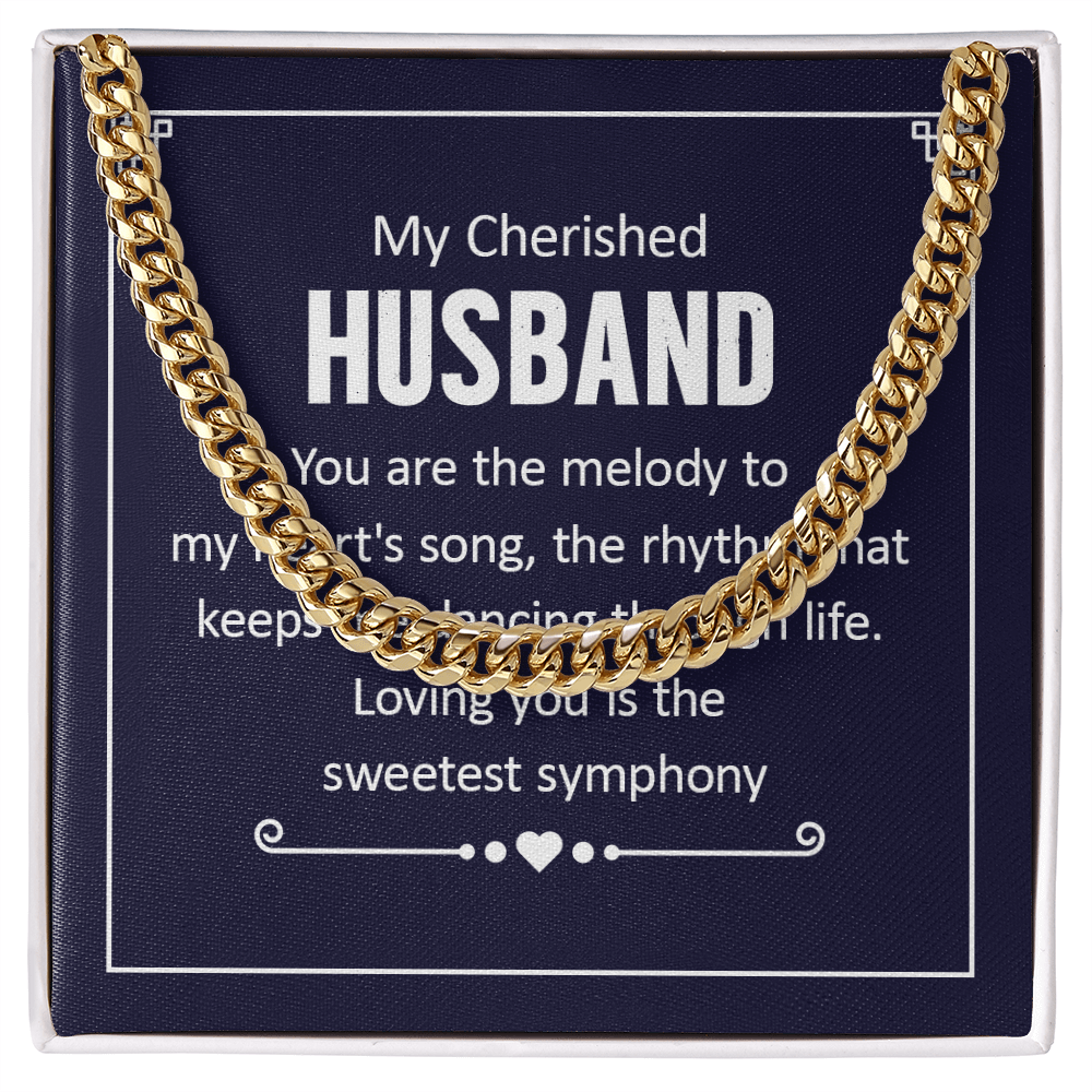 To My Cherished Husband - Sweetest Symphony Cuban Link Chain Necklace