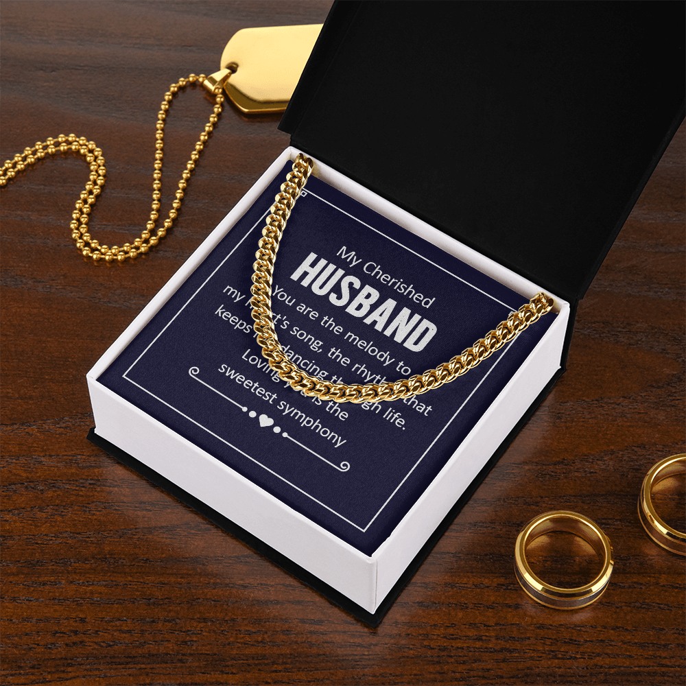 To My Cherished Husband - Sweetest Symphony Cuban Link Chain Necklace