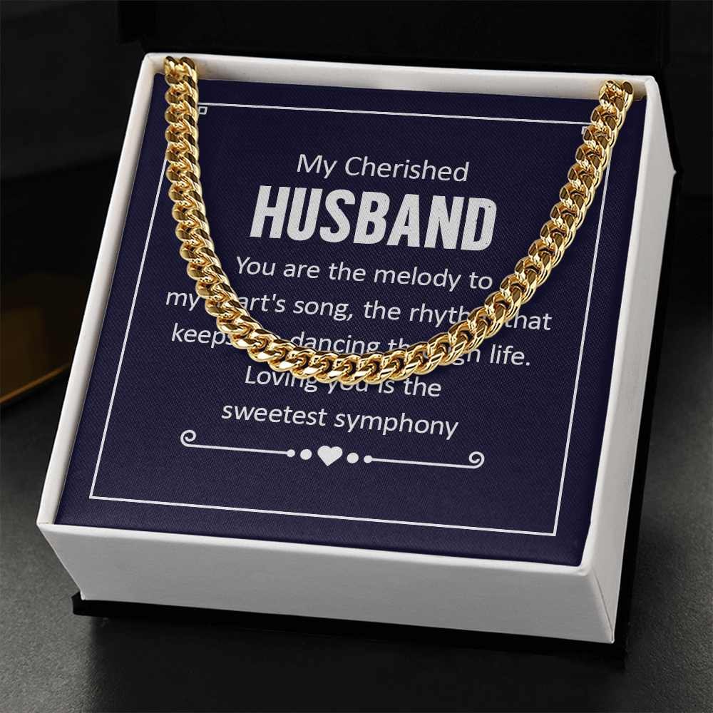 To My Cherished Husband - Sweetest Symphony Cuban Link Chain Necklace