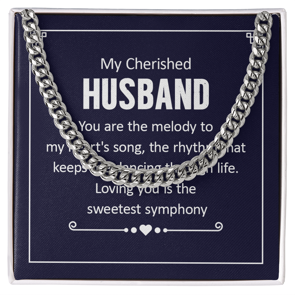 To My Cherished Husband - Sweetest Symphony Cuban Link Chain Necklace