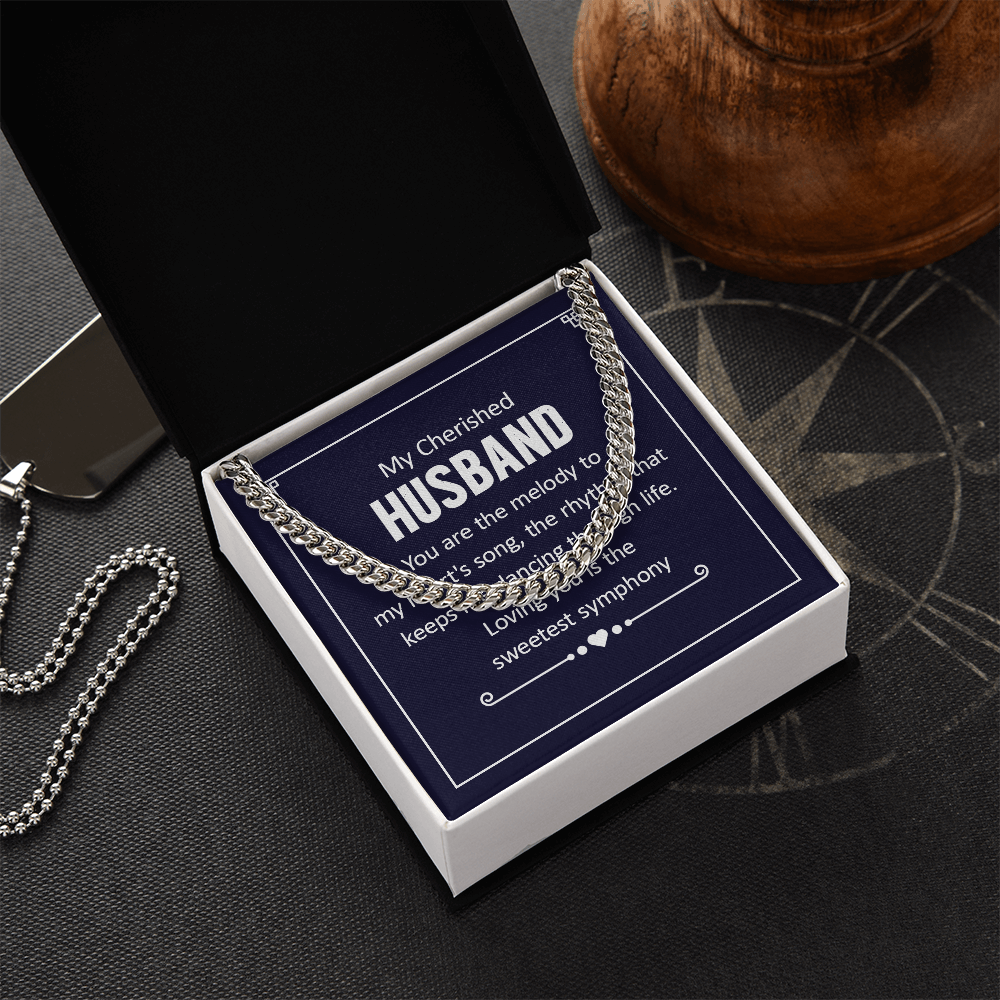 To My Cherished Husband - Sweetest Symphony Cuban Link Chain Necklace