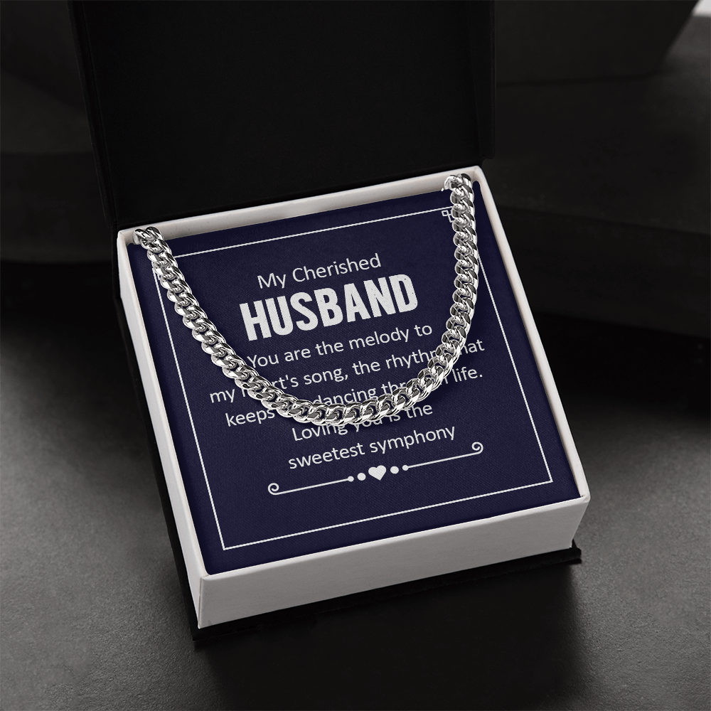 To My Cherished Husband - Sweetest Symphony Cuban Link Chain Necklace