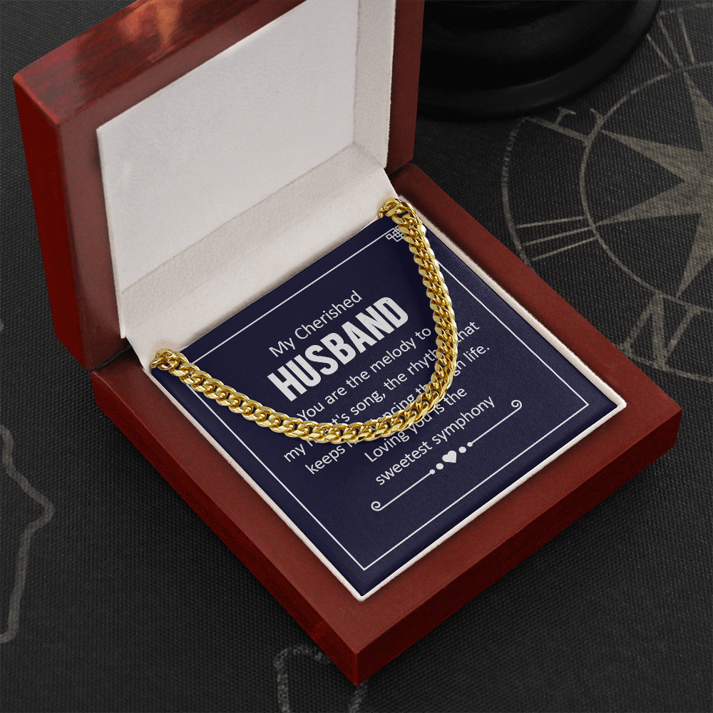 To My Cherished Husband - Sweetest Symphony Cuban Link Chain Necklace