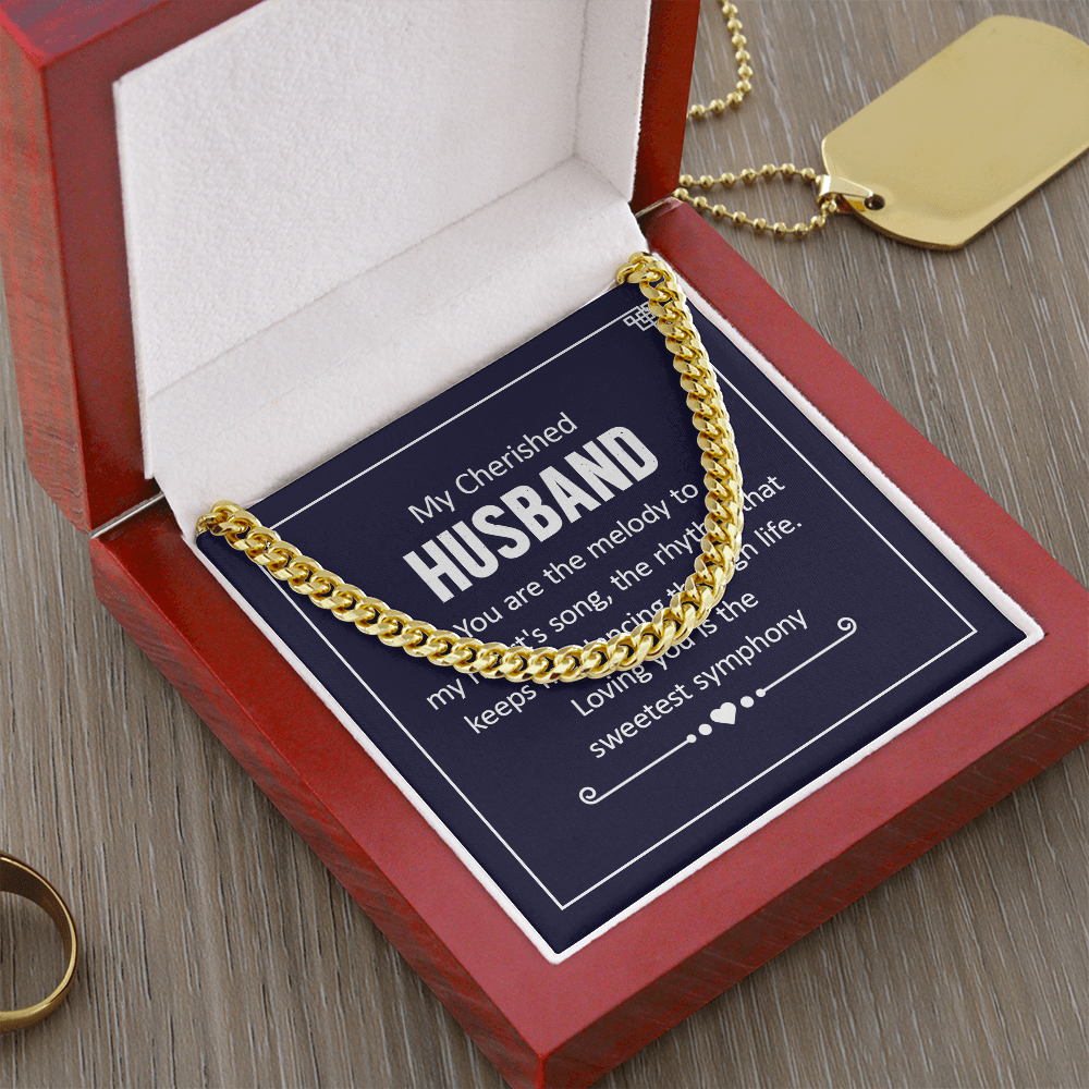 To My Cherished Husband - Sweetest Symphony Cuban Link Chain Necklace