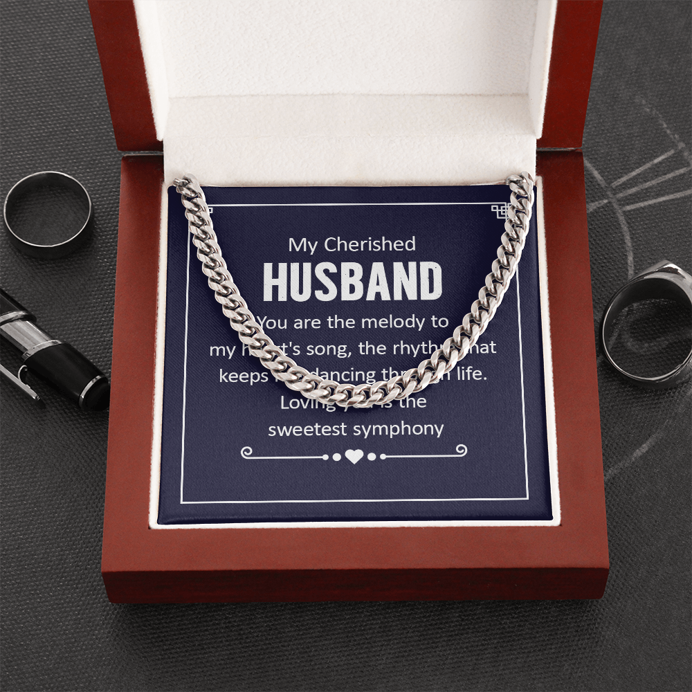 To My Cherished Husband - Sweetest Symphony Cuban Link Chain Necklace