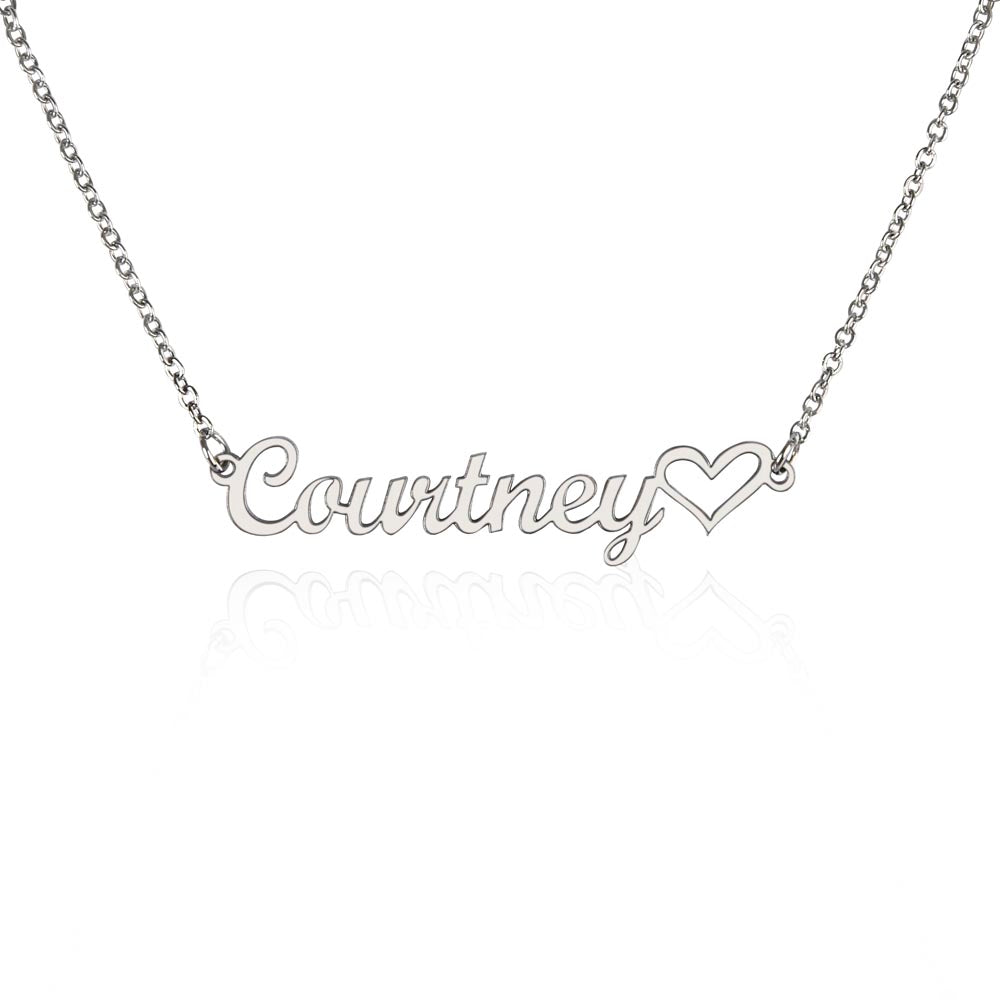 Personalized Heart Name Necklace - Custom Cursive Gift
