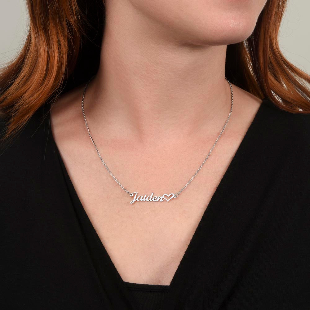 Personalized Heart Name Necklace - Custom Cursive Gift