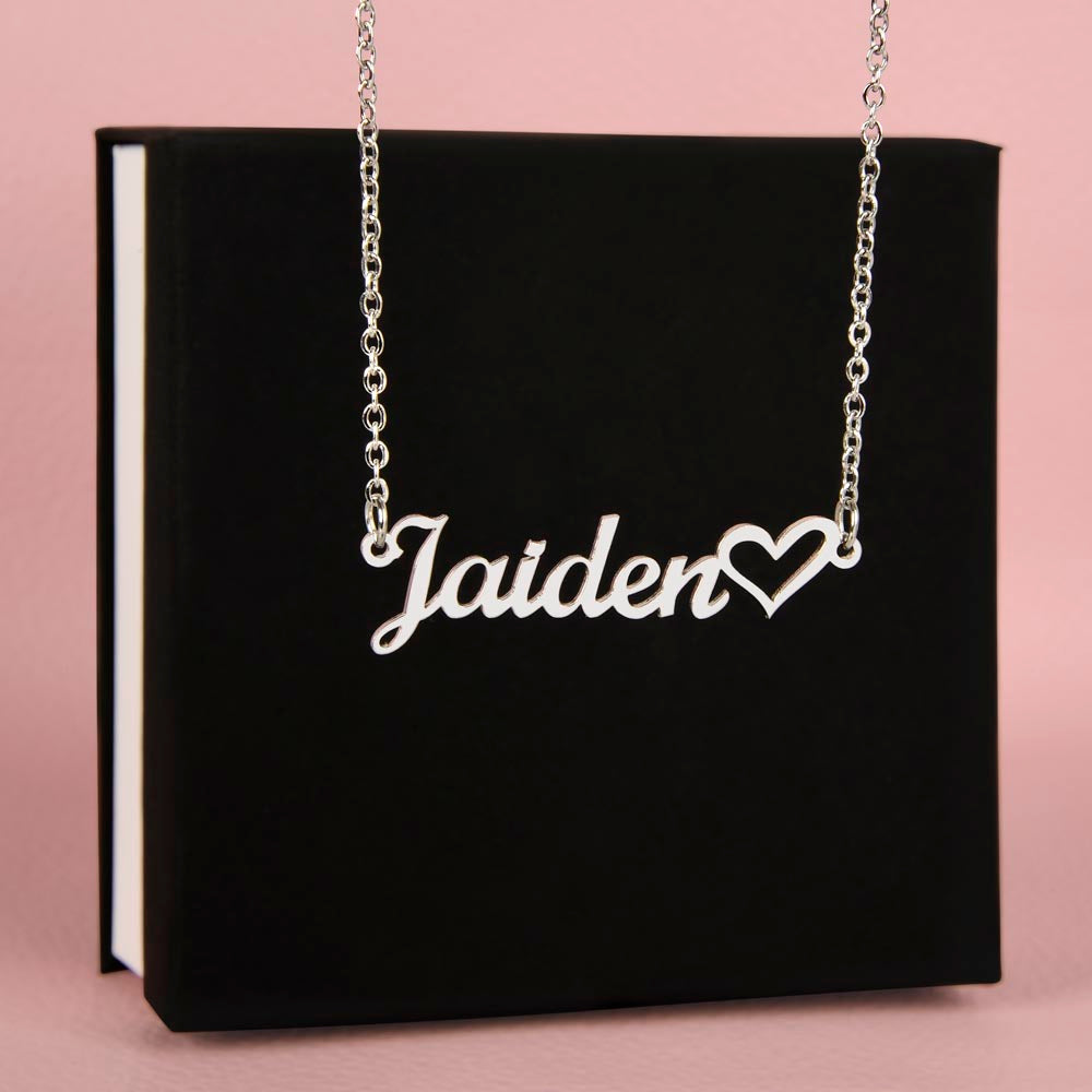 Personalized Heart Name Necklace - Custom Cursive Gift