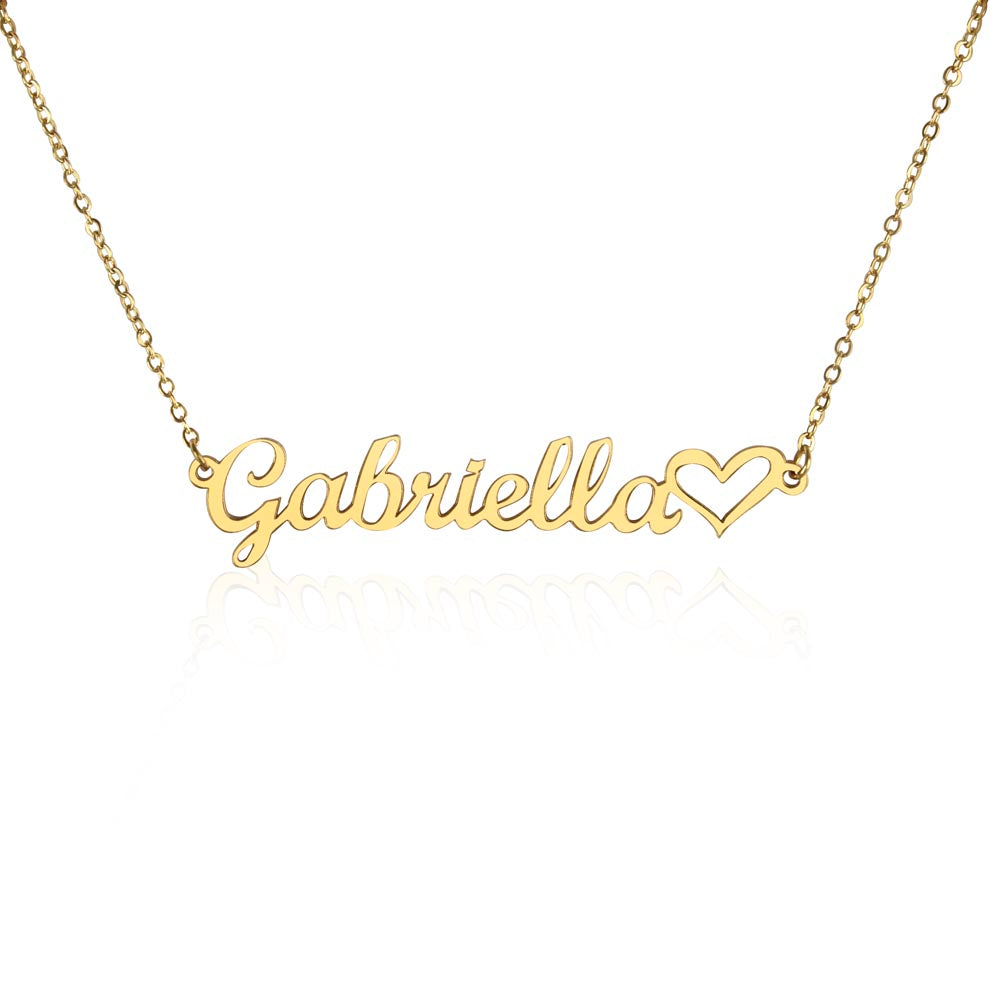 Personalized Heart Name Necklace - Custom Cursive Gift