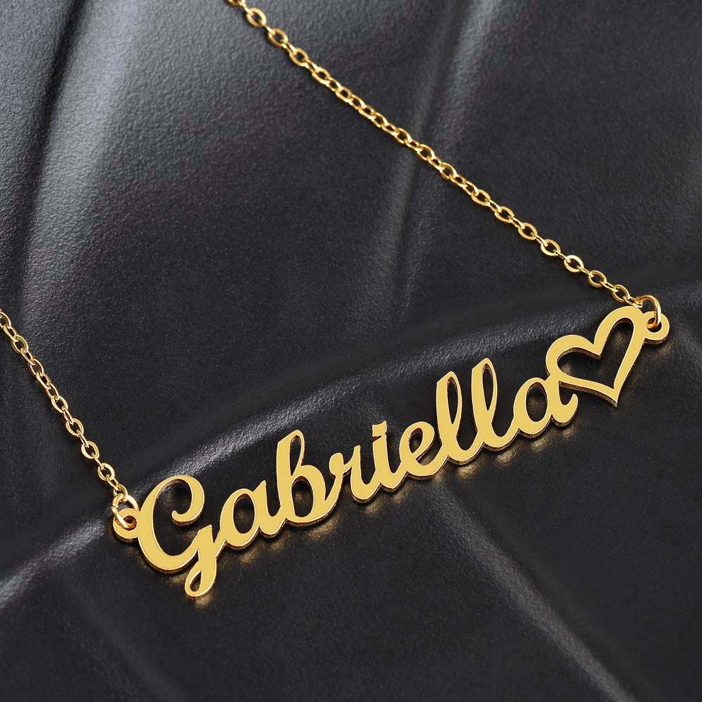 Personalized Heart Name Necklace - Custom Cursive Gift