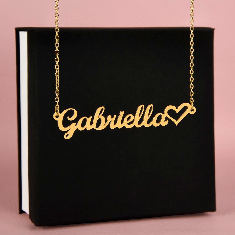 Personalized Heart Name Necklace - Custom Cursive Gift