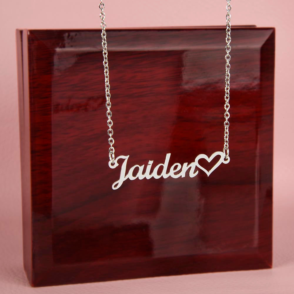 Personalized Heart Name Necklace - Custom Cursive Gift